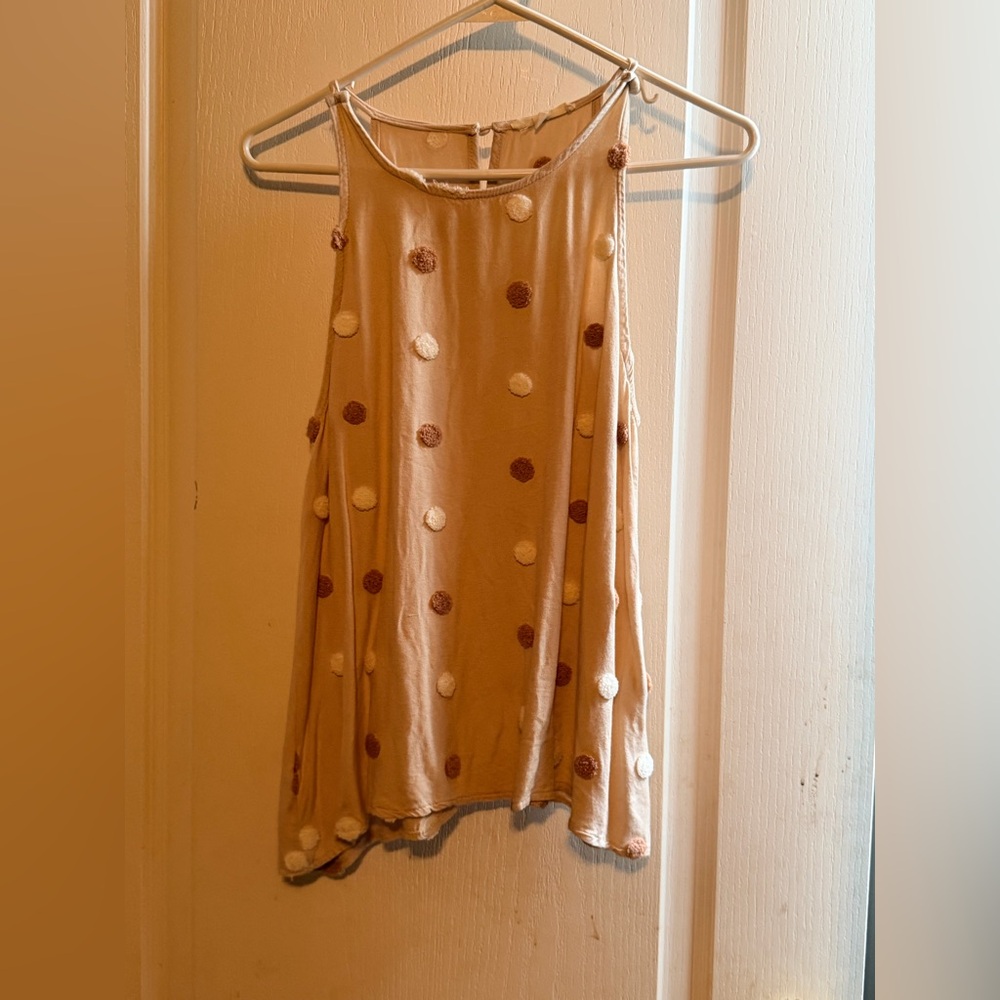 Mine Tan and White Polka Dot Tank Top